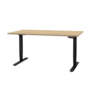 Contini höhenverstellbarer Bürotisch Ahorn/Stahl 160 x 80 cm schwarz