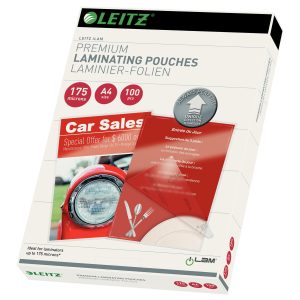 Leitz Laminierfolie Premium A4, 175 µm, 100 Stück, Glänzend