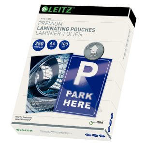 Leitz Laminierfolie Premium A4, 250 µm, 100 Stück, Glänzend
