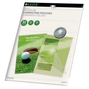 Leitz Laminierfolie Premium A3,  80 µm, 25 Stück, Glänzend