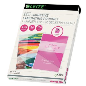 Leitz Laminierfolie A4, 125 µm, 100 Stück, Glänzend, Selbstklebend