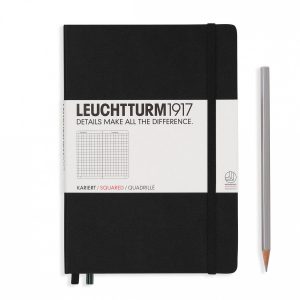 Leuchtturm Notizbuch Medium A5, Kariert, Schwarz