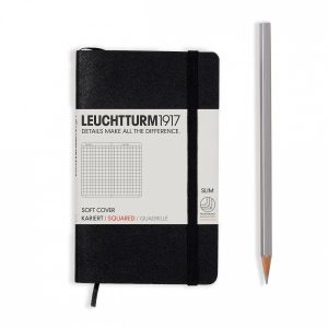 Leuchtturm Notizbuch Pocket A6, Kariert, Schwarz