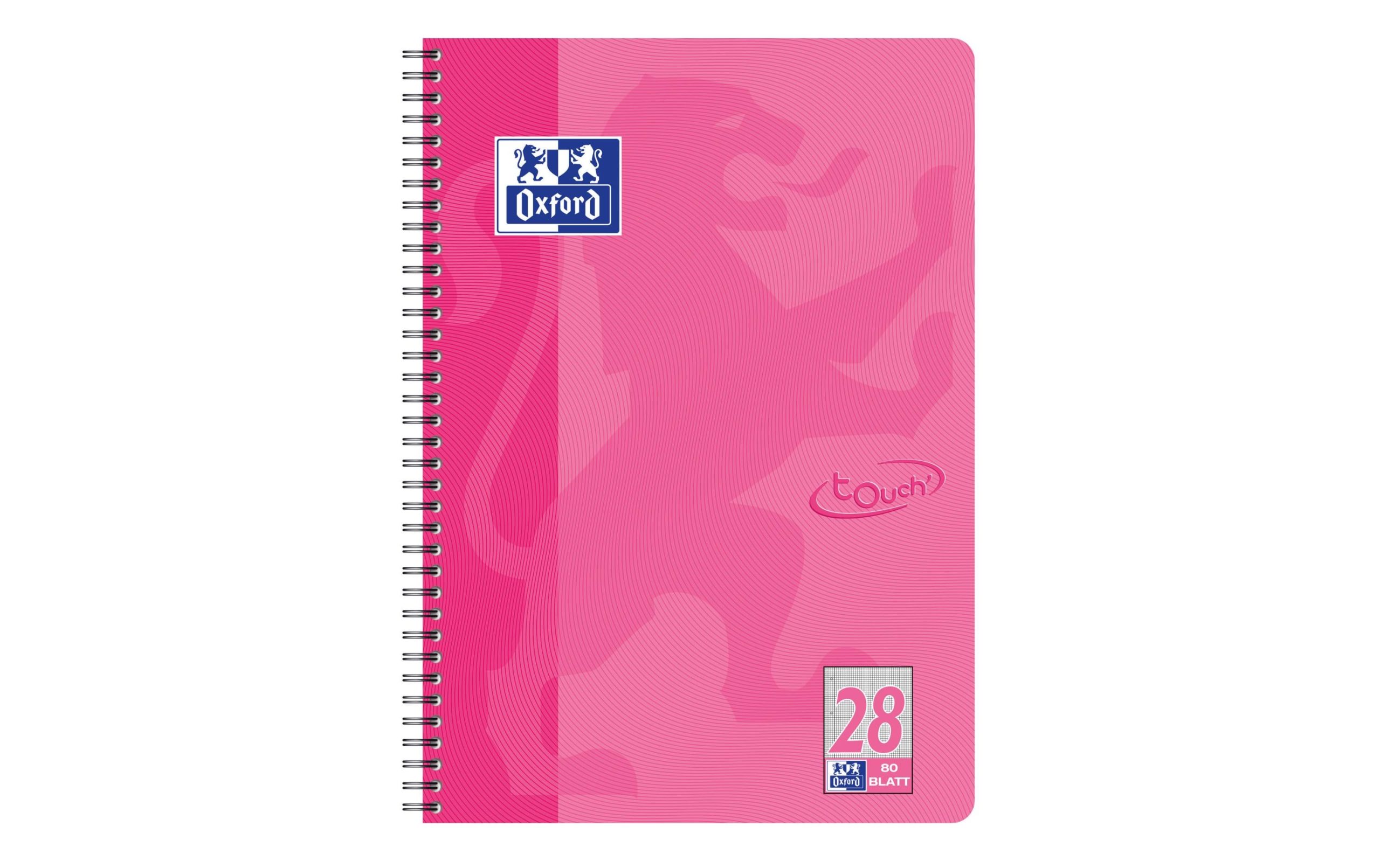 Oxford Notizheft Touch Collegeblock, A4, Kariert, Rosa