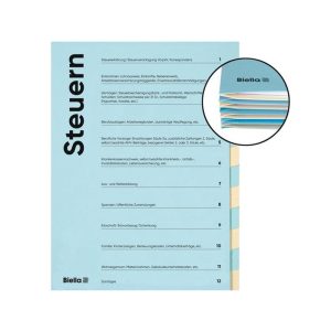 Biella Steuermappe A4 12-teilig, Blau; Beige