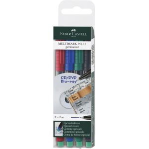 Faber-Castell CD/DVD Marker Multimarker F permanent 4er Etui