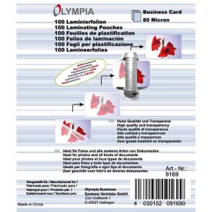 Olympia Laminierfolie 65 x 100 x 20 mm, 80 µm, 100 Stück, Glänzend