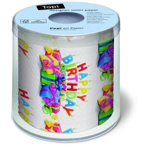 Paper + Design Toilettenpapier Happy B-day 1 Rollen, 3-lagig, Mehrfarbig