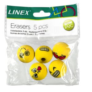 Linex Radiergummi lustige Gesichter 5 Stück, Gelb