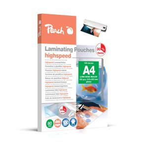 Peach Laminierfolie Highspeed A4, 80 µm, 100 Stück, Glänzend