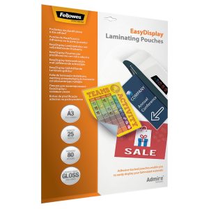 Fellowes Laminierfolie EasyDisplay A3, 80 µm, 25 Stk., Glänz. Selbst.
