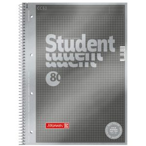 Brunnen Collegeblock Premium Student Protokoll A4, Kariert, Silber