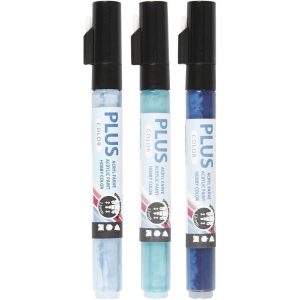 Creativ Company Acrylmarker Plus Color 3er Set, Blautöne