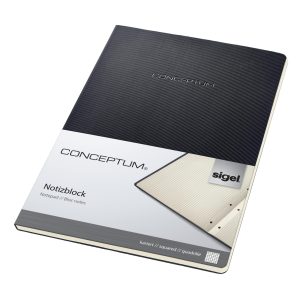 Sigel Notizblock A4 120 Blatt, Kariert, Schwarz