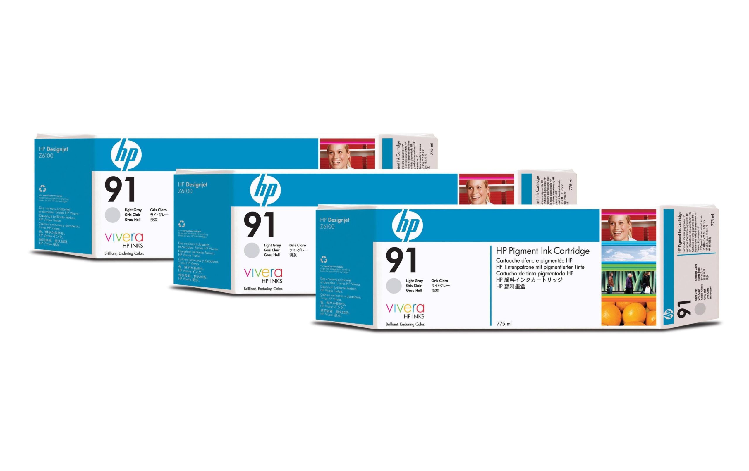 HP Tinte Nr. 91 (C9482A) Light Grey (3er-Pack)