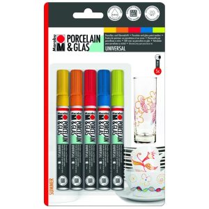 Marabu Porzellan- und Glasmarker Summer 5 Stück
