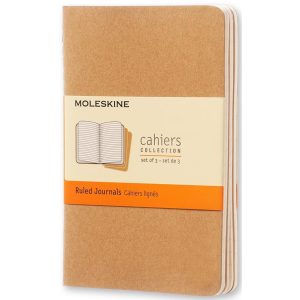 Moleskine Notizbuch A6 Liniert, Hellbraun, 3-teilig