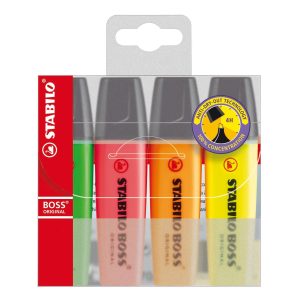 STABILO Textmarker Boss Original 4 Stück, 4 Farben