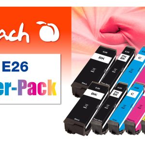 Peach Tinte für Epson Nr. 26 je 2x BK, PHBK, C, M, Y