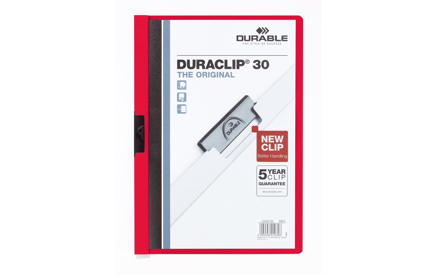 DURABLE Klemmhefter Duraclip 30 A4, Rot 3 DURABLE Klemmhefter Duraclip 30 A4, Rot