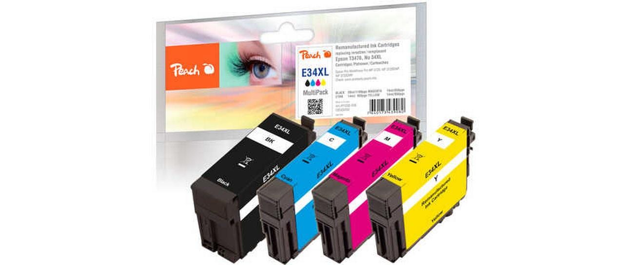 Peach Tinte für Epson T3476, No 34XL BK, C, M, Y 3 Peach Tinte für Epson T3476, No 34XL BK, C, M, Y