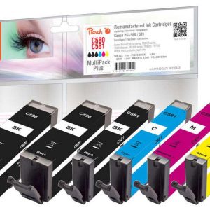 Peach Tintenset für Canon PGI-580 / CLI-581 2x BK, 1x PBK, C, M, Y