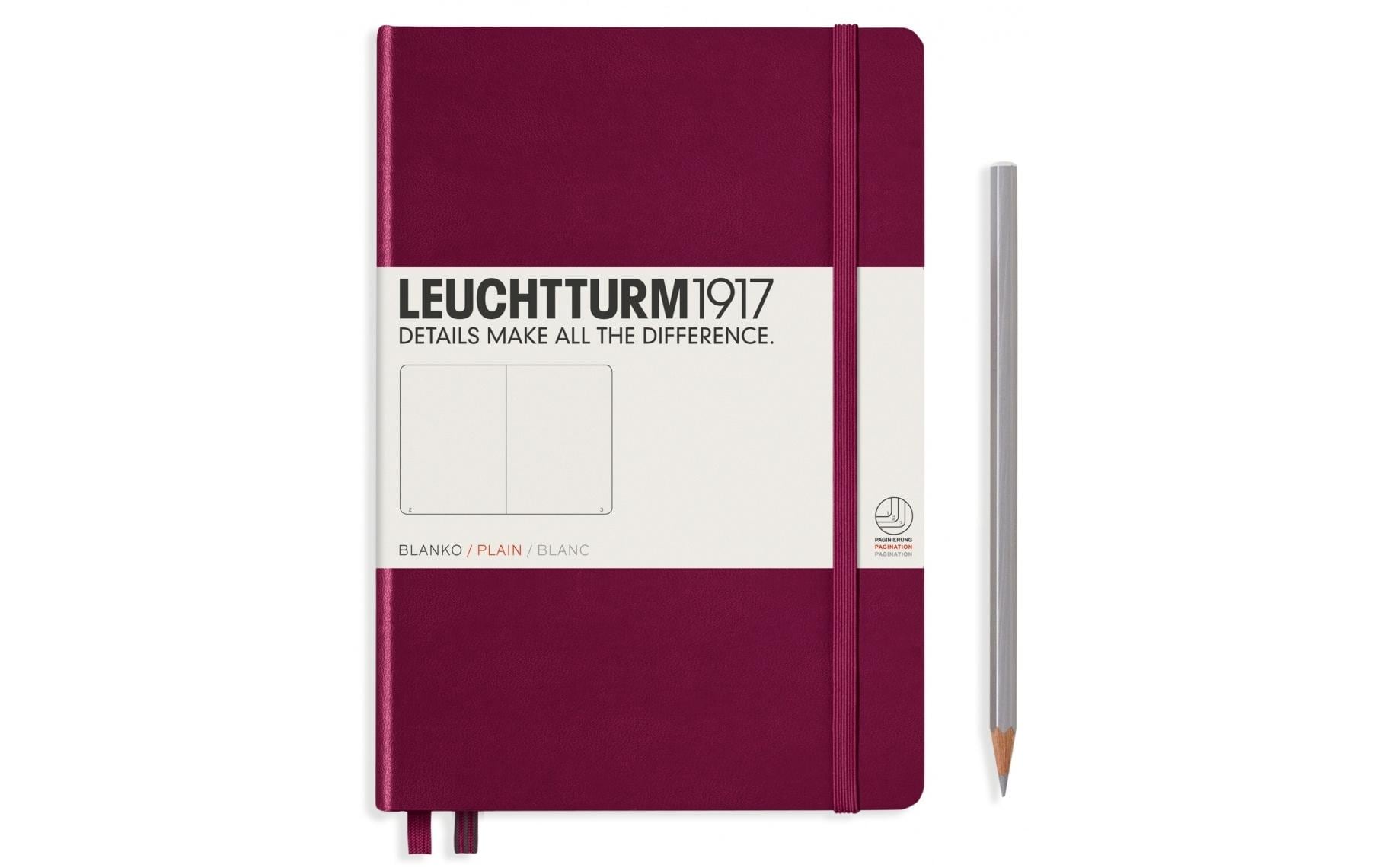 Leuchtturm Notizbuch Medium A5, Blanko, 2-teilig, Port Rot 2