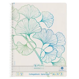 Herlitz Notizheft Greenline A4, Kariert, Ginkgo