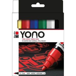 Marabu Acrylmarker Yono Set 1.5 – 3 mm 6-teilig, Mehrfarbig