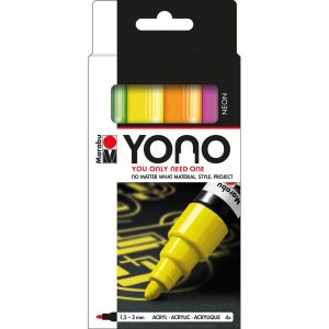 Marabu Acrylmarker YONO Set 1.5 – 3 mm, 4-teilig, Neon
