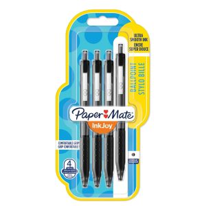 Paper Mate Kugelschreiber Inkjoy 300 RT 1 mm, Schwarz, 4 Stück
