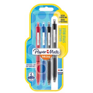 Paper Mate Kugelschreiber Inkjoy 300 RT 1 mm, Rot/Blau/Schwarz, 4 Stück