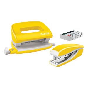 Leitz Locher und Mini-Heftgerät WOW 10 Seiten, Gelb
