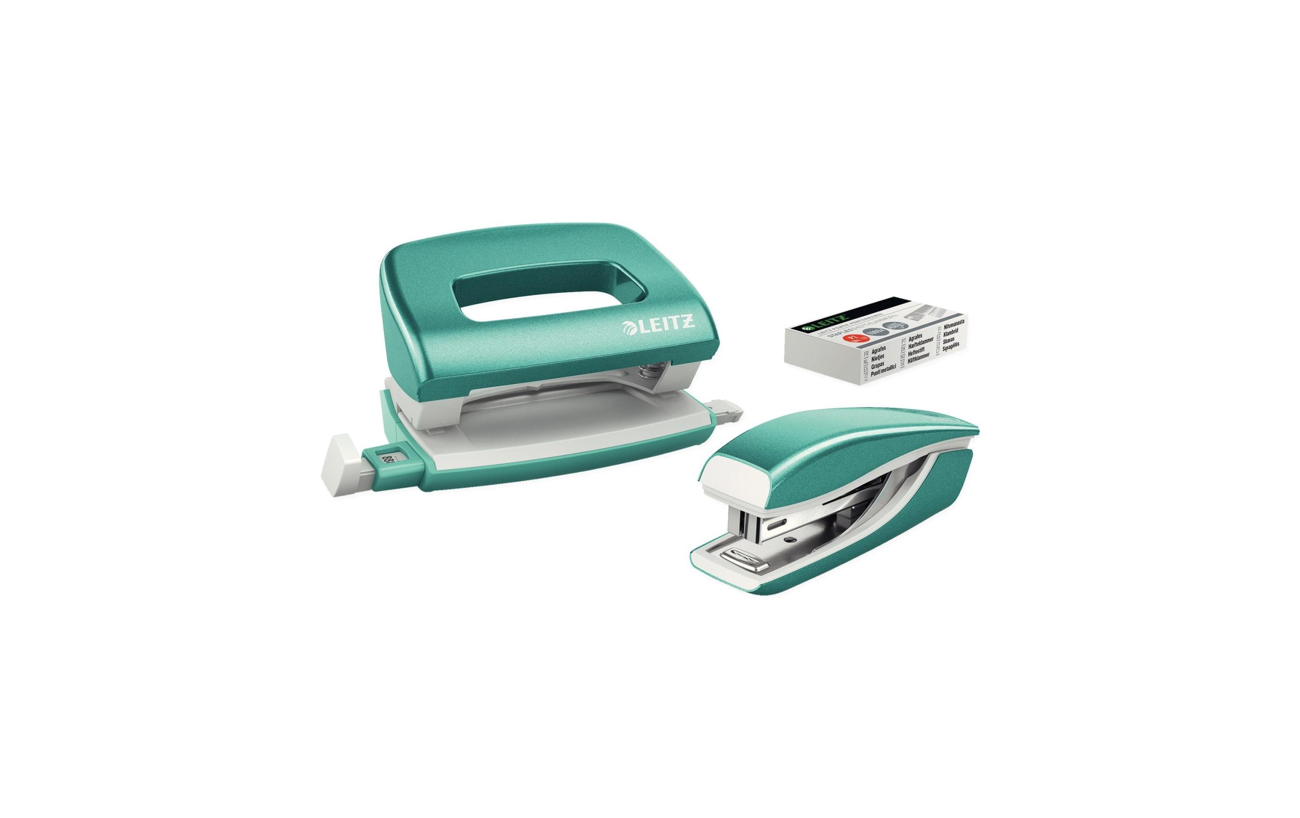 Leitz Locher und Mini-Heftgerät WOW 10 Seiten, Eisblau 2 226492980 xxl3 scaled