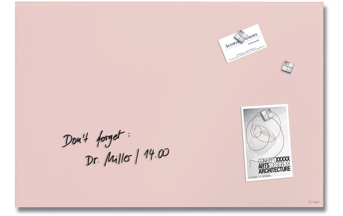 Sigel Glassboard magnetisch 600x400 Pastellfarbig Rosa 1