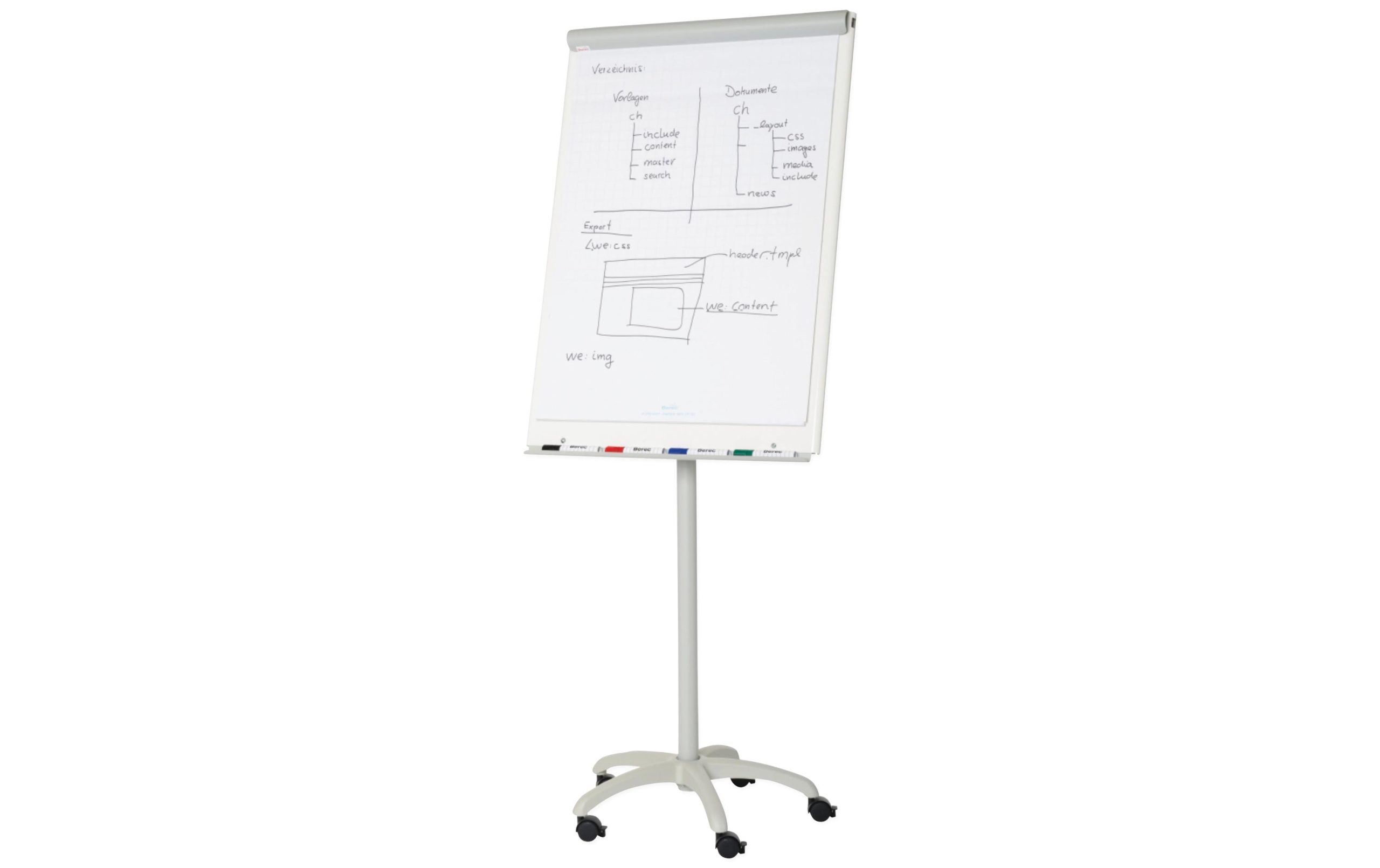 Berec Flipchart auf Rollen 74 cm x 100 cm 3 Berec Flipchart auf Rollen 74 cm x 100 cm