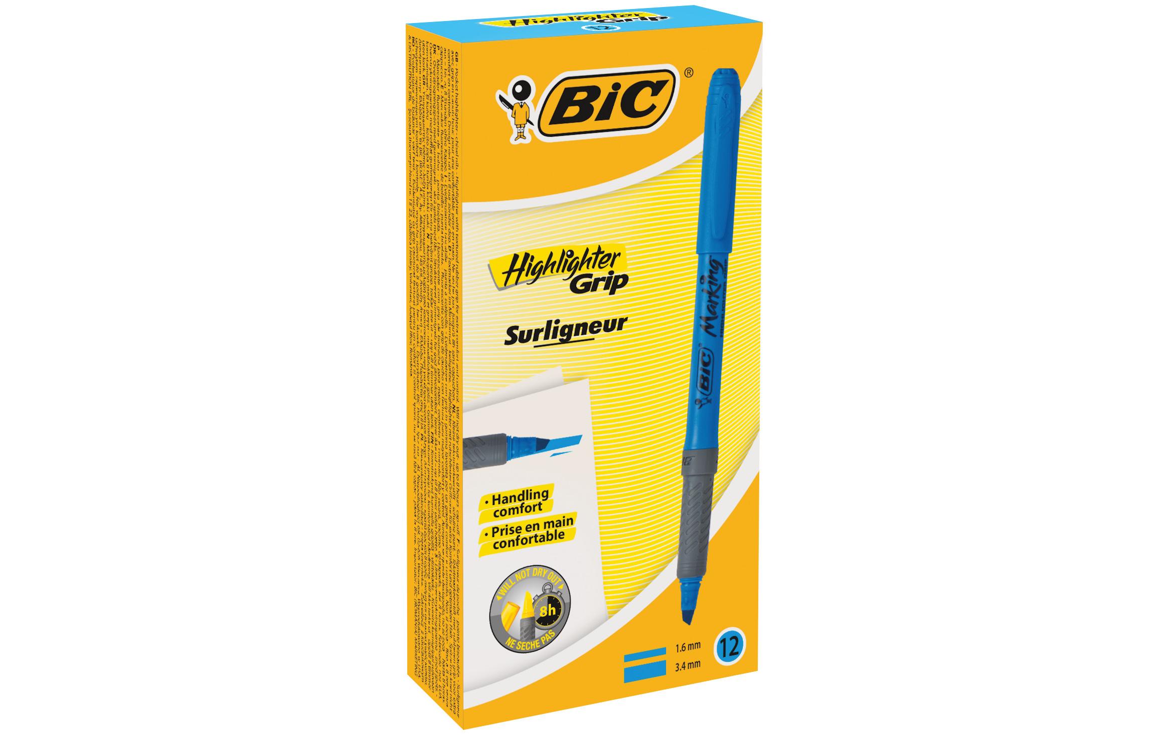 BIC Textmarker Brite Liner Grip 12 Stück, Blau 2