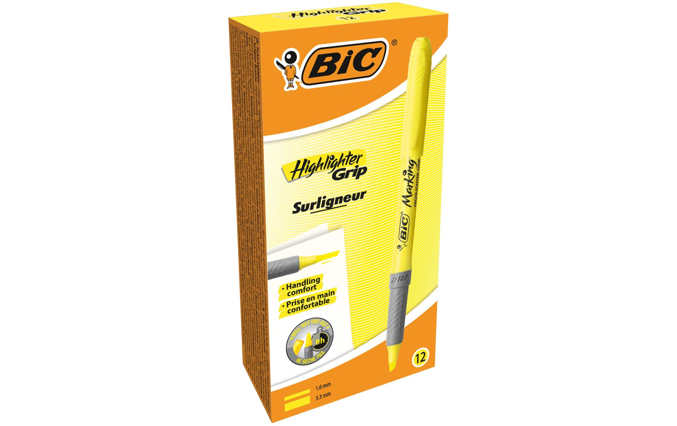 BIC Textmarker Brite Liner Grip 12 Stück, Gelb 1 229291350 xxl3 scaled