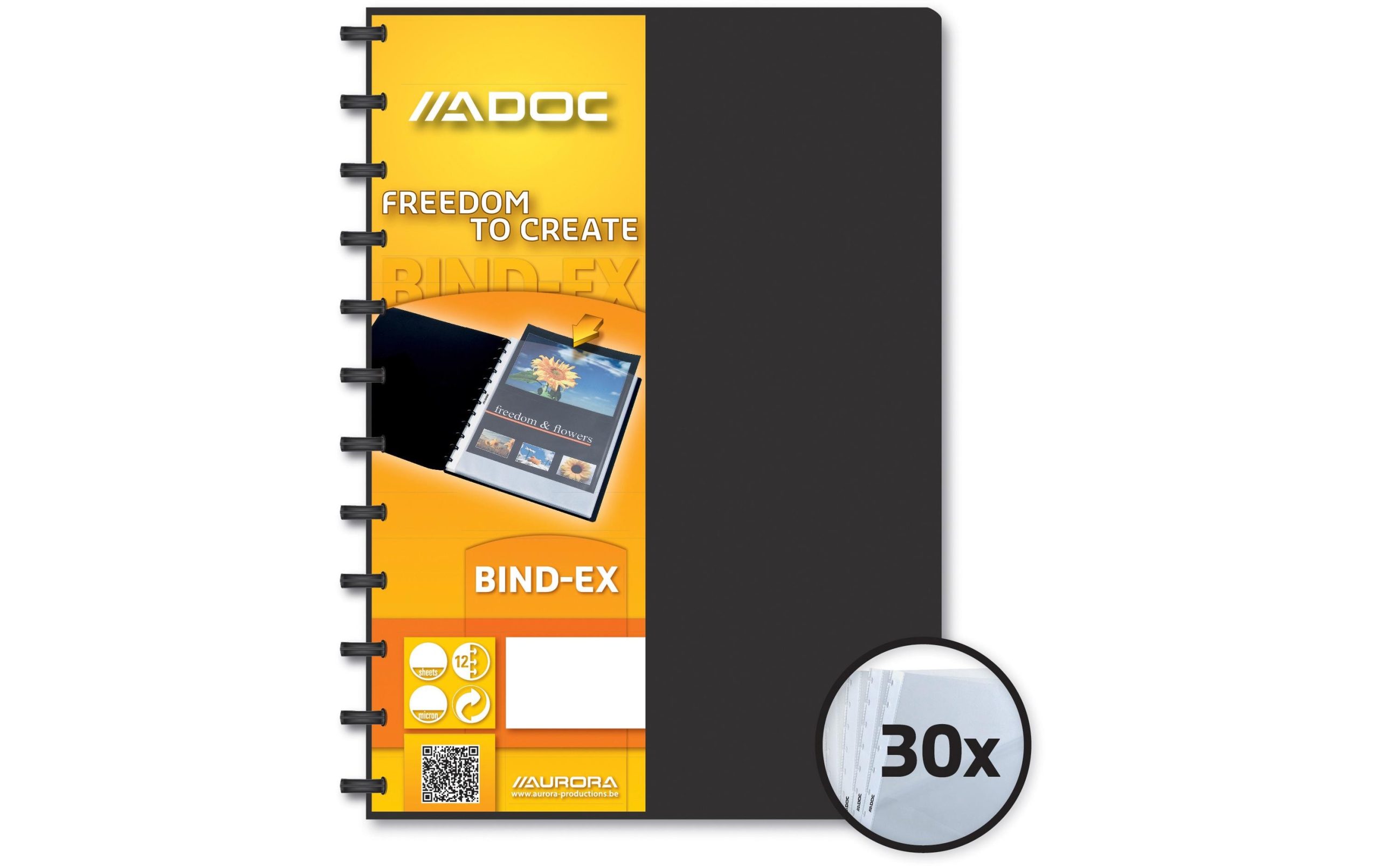 Adoc Sichtbuch Bind-Ex A4, 30 Taschen, Schwarz 3 Adoc Sichtbuch Bind-Ex A4, 30 Taschen, Schwarz