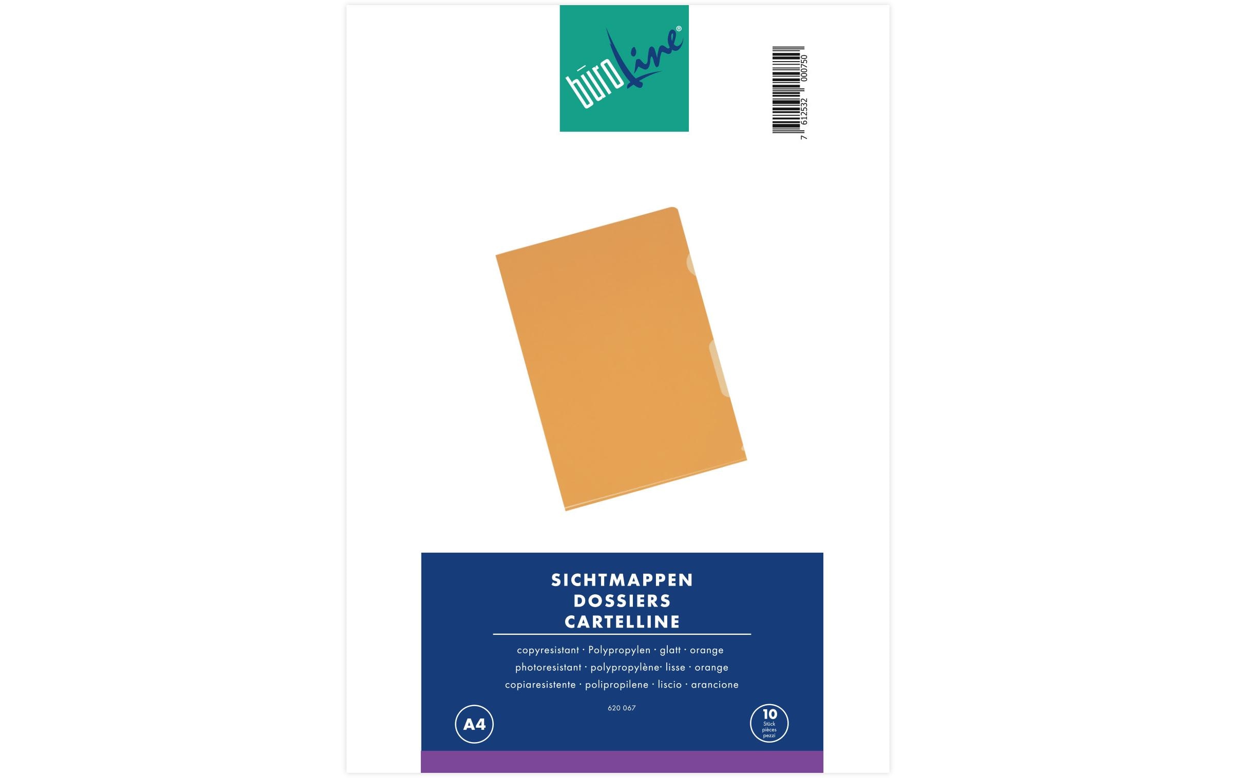 Büroline Sichthülle A4 Orange, 10 Stück 1