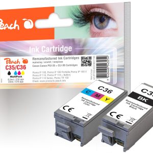 Peach Tinte für Canon PGI-35/CLI-36, Multi-Pack 1x BK, 1x CMY