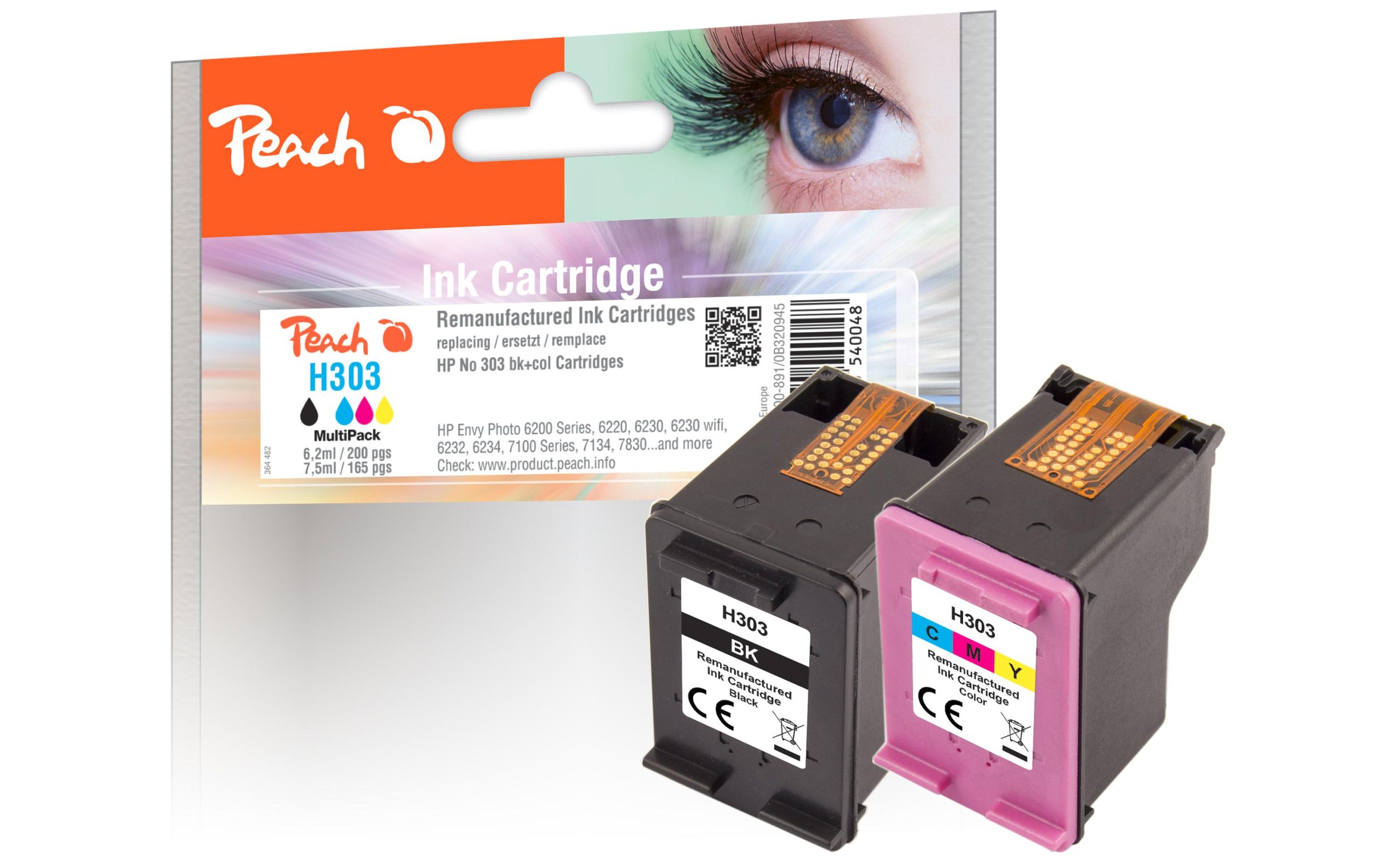 Peach Tinte für HP No. 303 Multi-Pack 3YM92A 1x BK, 1x CMY 3 Peach Tinte für HP No. 303 Multi-Pack 3YM92A 1x BK, 1x CMY