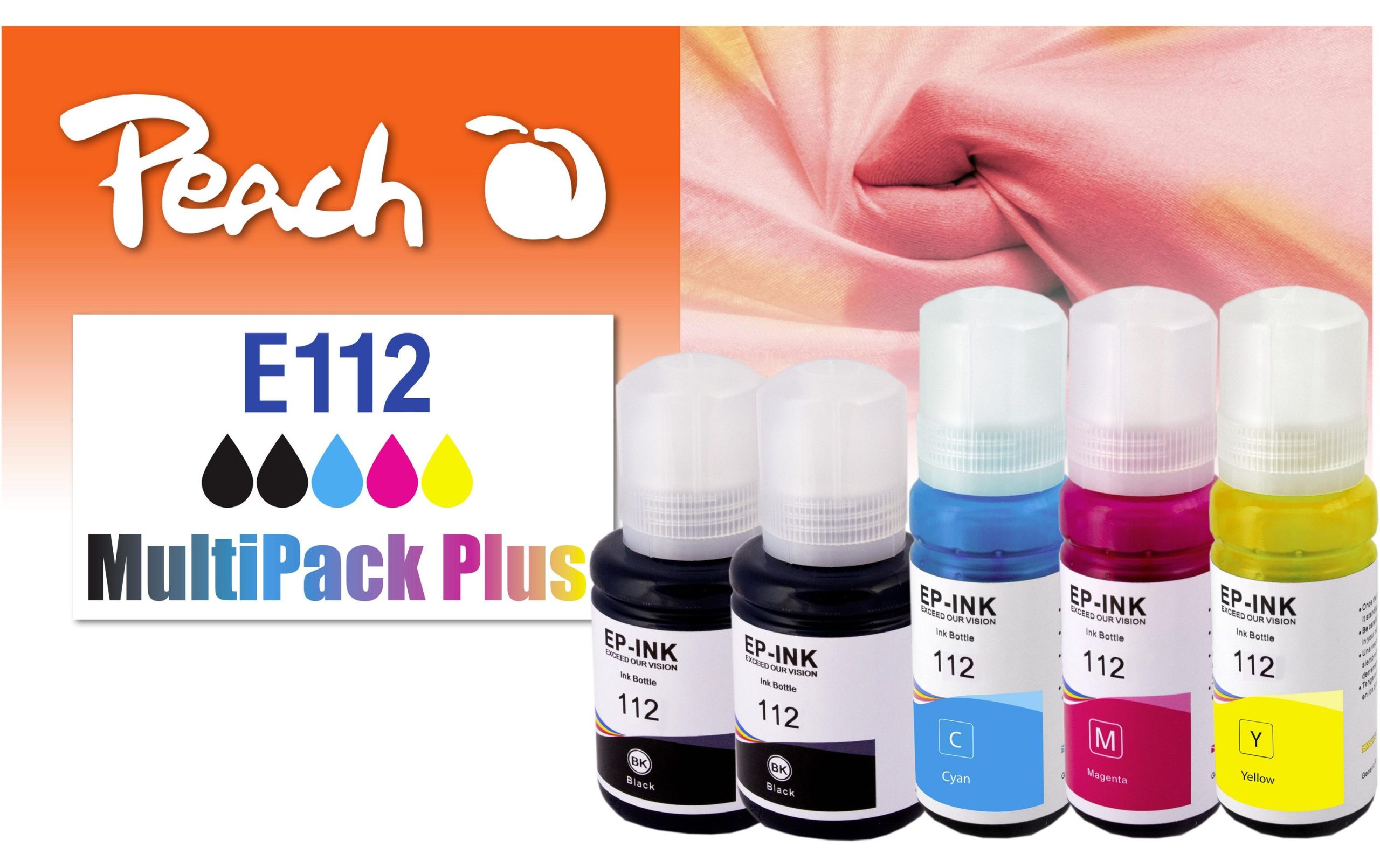 Peach Tinte für Epson CISS 112 MultiPack+ C/M/Y/2x BK 3 Peach Tinte für Epson CISS 112 MultiPack+ C/M/Y/2x BK