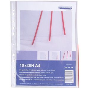 ProOffice Zeigetasche A4, Rot/Transparent, 10 Stück