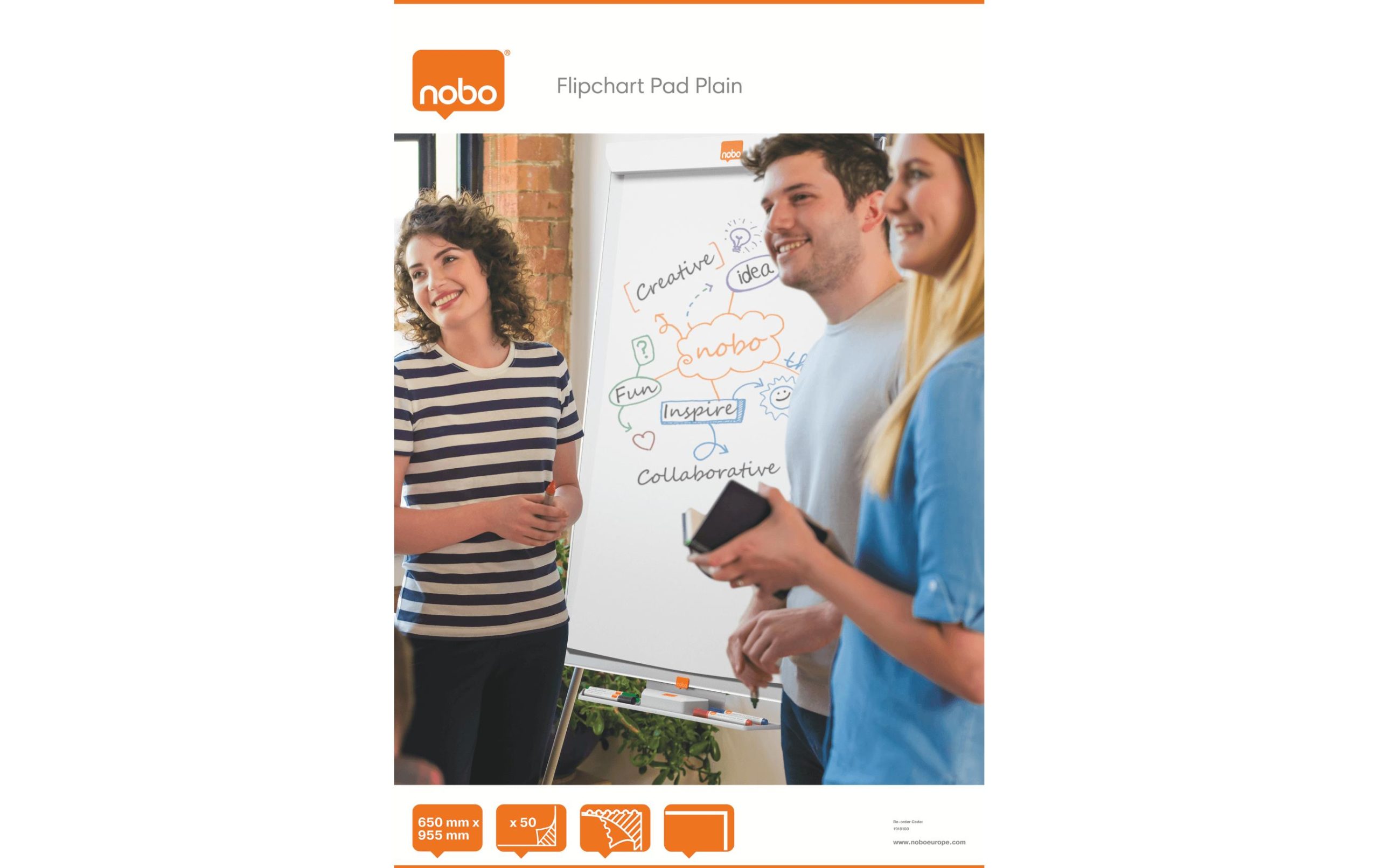 Nobo Flipchart Block 50 Blatt, blanko, 65 x 95.5 cm Weiss 1 Stück 1 293901649 xxl3 scaled