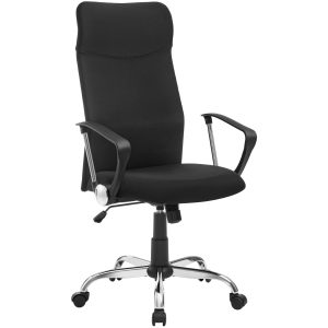 Songmics Bürostuhl mit Polster und Armlehnen, Schwarz