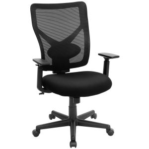 Songmics Bürostuhl mit Netzrücken und Armlehnen, Schwarz