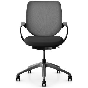 Giroflex Bürostuhl 313 mit Netzrücken und Armlehnen, Dunkelgrau