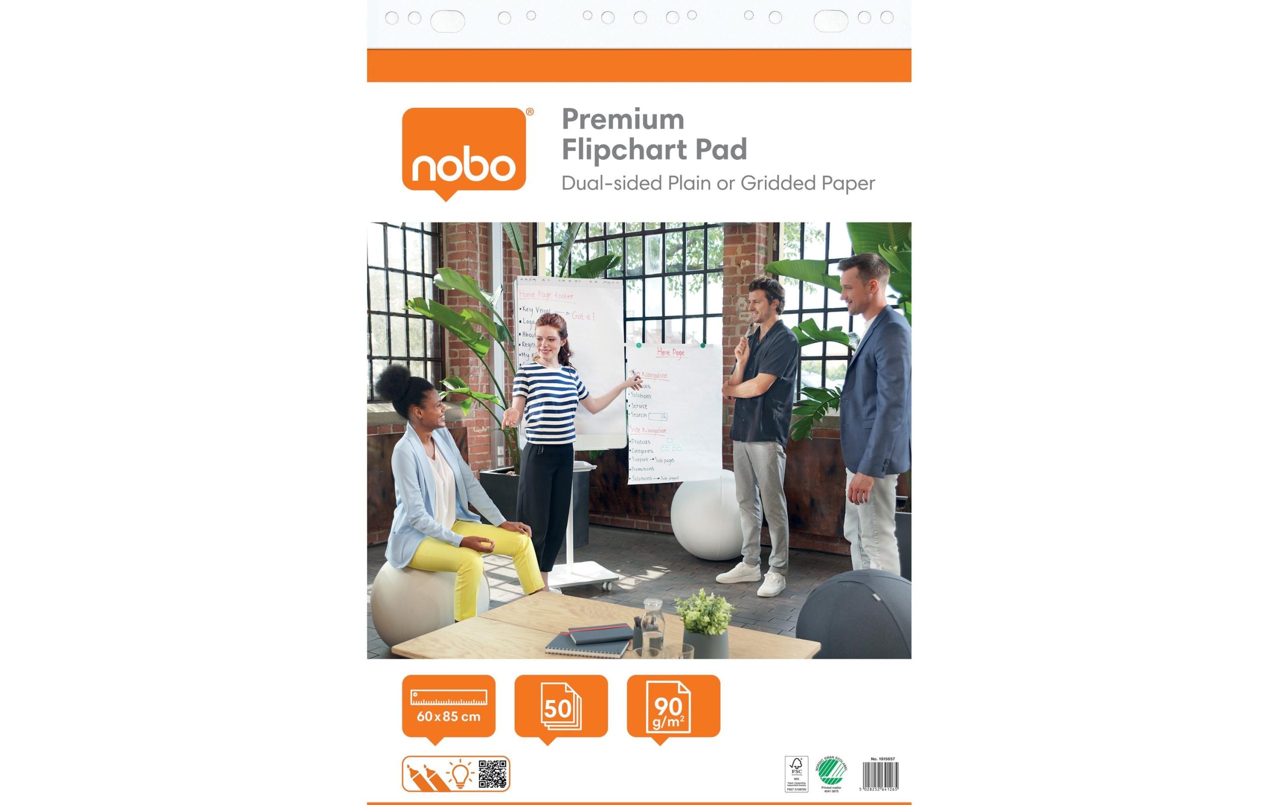 Nobo Flipchartblock blanko / kariert, 60 x 85 cm 3 Nobo Flipchartblock blanko / kariert, 60 x 85 cm