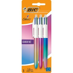 BIC Mehrfarbenkugelschreiber 4 Colours Gradient 3 Stück